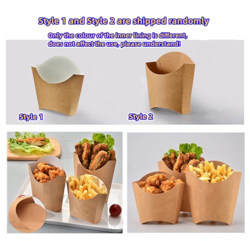 XZJMY 60 Pack 5oz French Fry Containers,Disposable Paperboard French Fries Containers,French Fries Holders, Small Kraft Paper Takeout Boxes for Wedding Birthday Carnival Party (Brown)