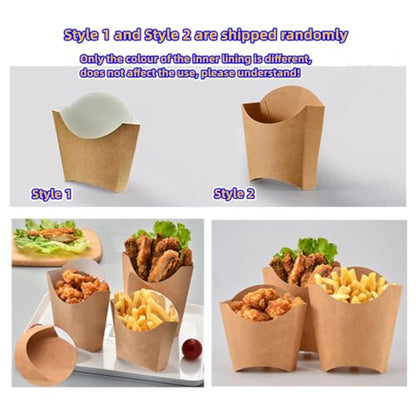 XZJMY 60 Pack 5oz French Fry Containers,Disposable Paperboard French Fries Containers,French Fries Holders, Small Kraft Paper Takeout Boxes for Wedding Birthday Carnival Party (Brown)
