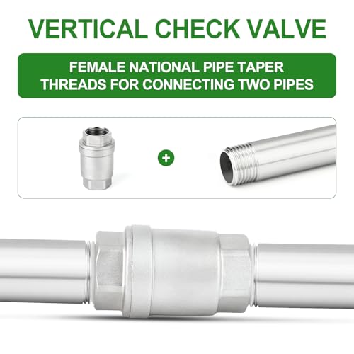 1PCS 304 Stainless Steel 1-1/2" Female Vertical Check Valve，Backflow Prevention, One Way Spring Check Valves CF8 WOG 1000 - size: 1-1/2"(Vertical)