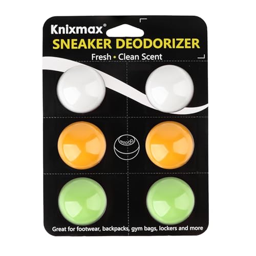 Knixmax Shoe Deodorizer Balls Strong, Odor Eliminator for Sneaker Gym Bag Closet Locker, Work Boot Drawer Freshener, Unpleasant Smell Remover Ball for Men Women Teens, 6 Packs Vanilla Mint Lemon - color: Vanilla/Lemon/Mint