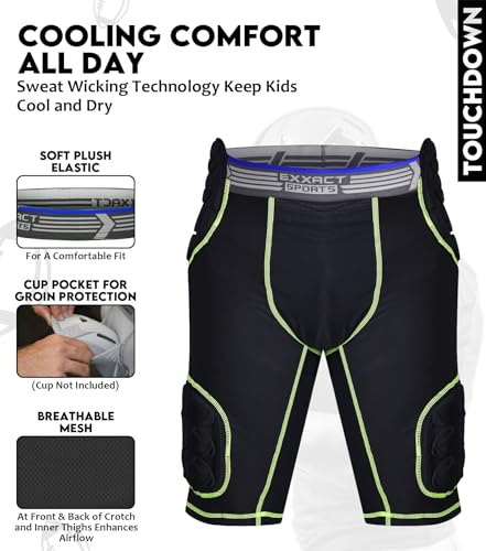 Exxact Sports Touchdown 5-Pad Youth Football Girdle with Cup Pocket - color: Black, size: Youth Large