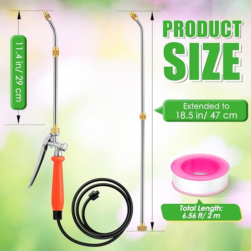 Enhon 24" All Metal Replacement Sprayer Wand, Built in Shut Valve Stainless Steel Spray Wand, Retractable Stainless Steel Pump Action Pressure Sprayer with Adjustable Nozzle & Hose