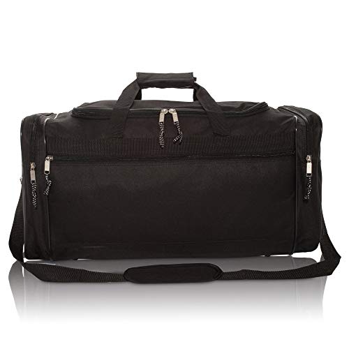 DALIX 25" Extra Large Vacation Travel Duffle Bag (Black, Grey, Navy Blue, Red, Camo) - color: Black