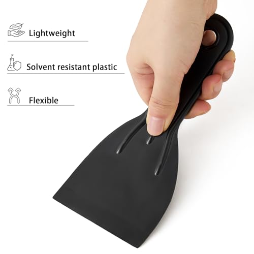 Plastic Putty Knife Set - 3Pcs Black Plastic Scraper Tool, 1.5"/3"/6" Sizes Spackle Knife for Spackling, Painting, Drywall, Arts and Crafts, Tile Jobs, Tamale Making
