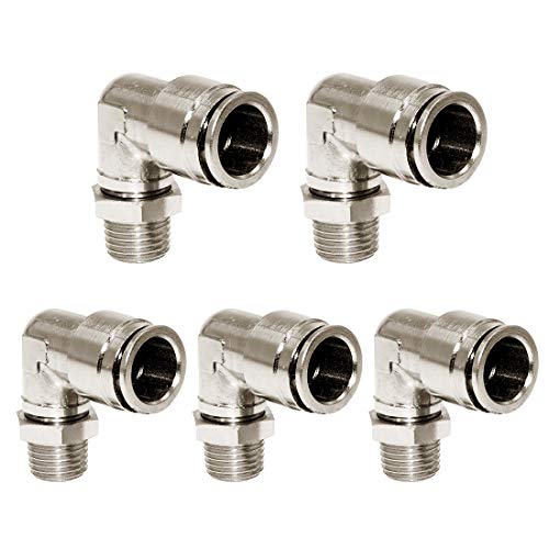 Beduan Brass BPL Push to Connect Air Fittings Elbow 1/2" Tube OD x 1/4" NPT Male 90° Degree Adapter (Pack of 5) - size: 1/2"Tube OD-1/4"NPT, style: 5Pcs