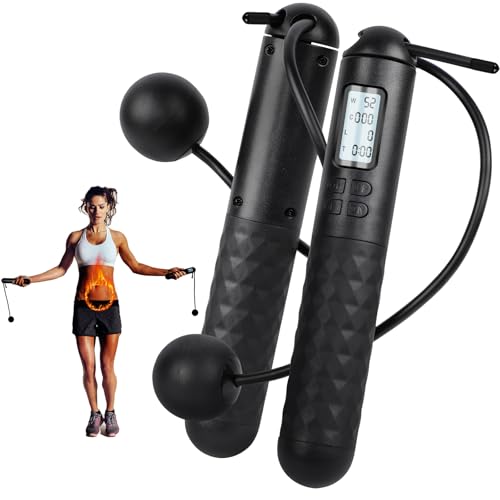 2 In 1 Digital Counting Jump Rope Adjustable Cordless Fitness Skipping Rope | Lightweight weighted design, easy use, great for daily workout, calorie burn and weight management