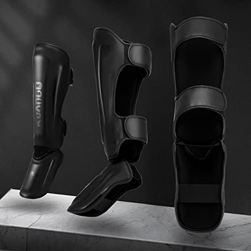 Muay Thai Shin Guards for MMA Sparring, Martial Arts,Kickboxing | Leg Instep Protection Pads, Kickboxing MMA Training, Sparring Gear, Professional MMA Equipment - color: Black, size: Small