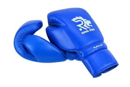 Aura 100 Full Grain Leather Lace Up Boxing Gloves for Men & Women – Professional Training, Sparring, Competition, Muay Thai, Kickboxing & Heavy Bag Gloves - color: Blue, size: 10 OZ