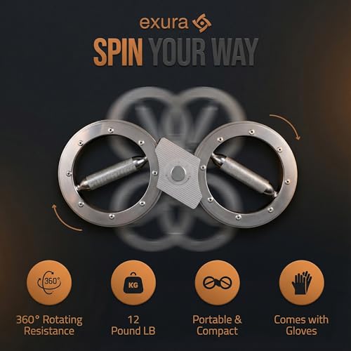 Exura Spinning Rotator Burn Machine, Kinetic Arm Forearm Exerciser & Boxing Rotation Trainer with 12 LB Adjustable Resistance for Rotator Cuff, Shoulder Mobility, Grip & Wrist Strength Titan Training