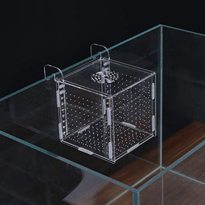 Aquarium Fish Breeding Box - Transparent Acrylic Fish Tank Hatchery Hanging Incubator for Shrimp Clownfish (Hook 151516cm)