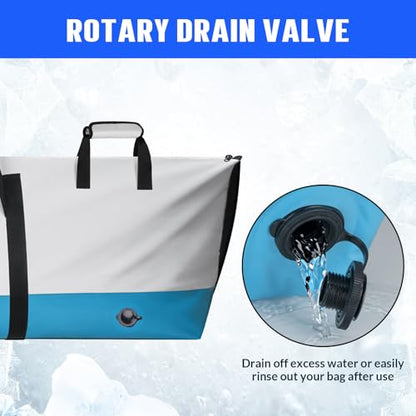 THKFISH Fish Cooler Bag Insulated Fish Kill Bag for Caught Fishing, 60x20x9in Waterproof Fishing Catch Bags with Smooth Water-Resistant Zipper Keep Ice-Cold & Fresh Over 48H - color: BLUE--60"*20"*9"