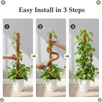 Moss Pole Monstera Plant Support - 2 Pack 28" Bendable Coco Coir Pole for Indoor Climbing Plants with Plant Sticks Support
