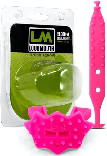 Loudmouth Football Mouth Guard - 3D SpikeSurge Football Mouthpiece with Strap, Fits Adult & Youth, Mouth Guard Football Accessories (Fluorescent Pink) - color: Fluorescent Pink