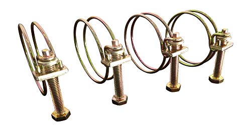 Double Wire Band Style 1 3/8” – 1 5/8” (37-42 mm) diameter x 1/2” wide, Adjustable Screw-Style, Hose Clamps, Hex/Phillips Head Screw, Includes 4 Clamps, by Tech Team