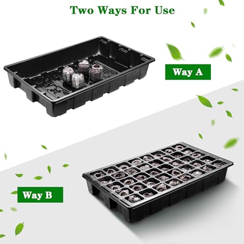 3 Pack Seed Starter Tray Kit with Grow Light Germination Trays with Humidity Dome, 120 Peat Pellets, Gardening Tools, Plant Labels, Plant Growing Trays for Seeds Growing Starting, Black - color: Black