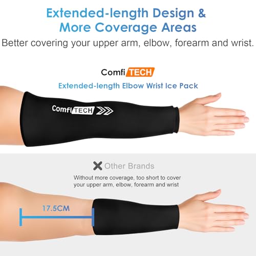 ComfiTECH Full Arm Elbow Ice Pack Wrap, Tennis Cold Sleeve, Large - size: Large