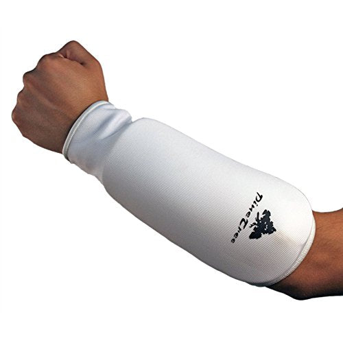 Cloth Forearm Guard Taekwondo, Martial Arts, MMA Forearm Protective Gear Protector for Sparring (Black/White; Child Small to Adult XL) - size: X-Large, style: White