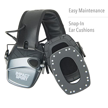 Howard Leight R02532 Impact Sport 22dB Gray Black Headband Small Ear Protection - color: Charcoal Gray, size: Small