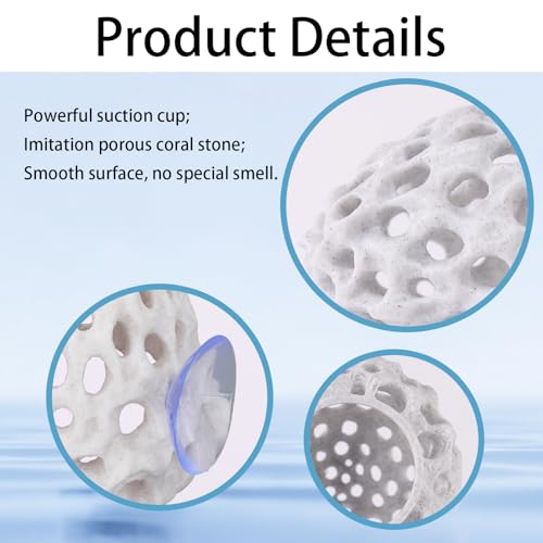 2pcs Shrimp Hides for Aquarium, Multi-Hole Shrimp Dome Hide House with Suction Cup Coral Design Betta Fish Toys Fish Tank Accessories for Guppy and More Hiding Resting (White)