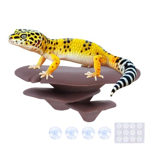 Mushroom Decor for Reptile Tank, Fish Tank, Pet-Safe Bearded Dragon Tank Accessories, Realistic Terrarium Plants for Leopard Geckos, Crested Geckos, Tree Frogs, Snakes (Cocoa, Trio Cap) - color: Cocoa, size: Trio Cap