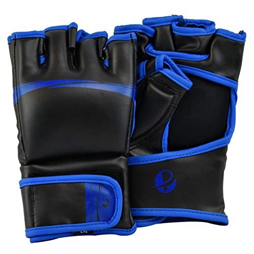 PFG Elite MMA Gloves - High Grade Artificial Leather - MMA Boxing Muay Thai Training & Fight - color: Blue, size: Small-Medium