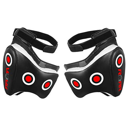 Kickboxing Thigh Pads Training Kick Muay Thai Leg Protector Guard (BLK/White, Pair)