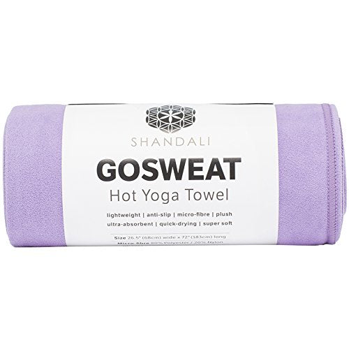 GoSweat Non-Slip Hot Yoga Towel with Super-Absorbent Soft Suede Microfiber in Many Colors, for Bikram Pilates and Yoga Mats. - color: Violet, size: 26.50" x 16.00"