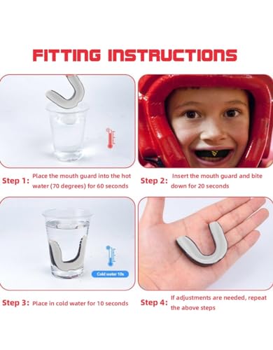 Mouth Guard with Case - Football, Boxing, Lacrosse, and Other Contact Sports - Custom Fit, Breathable, Remoldable, Lightweight - Kids and Youth (up to 14 Years)