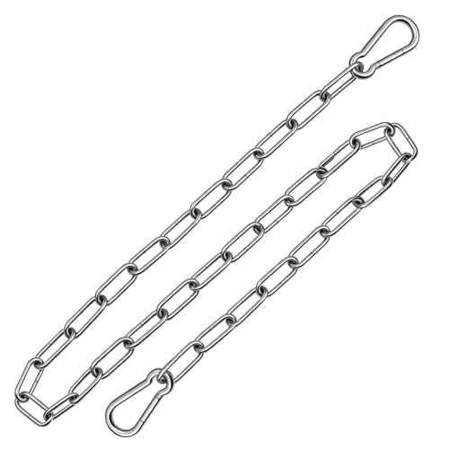 Heavy Duty Stainless Steel Chain, 20 Inch Stainless Steel Swing Chain with 2 Carabiners, Security Chain Suitable for Boxing Punching Bag, Porch Swing Hammock Chair Hanging - color: 30 Inch 1 Pcs