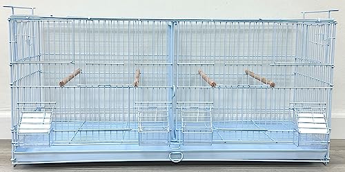 LOT of Large White Stackable Breeder Bird Flight Cage with Removable Center Divider and Breeding Nest Box Doors (White, 30"x11"x15"H Lot of 4)