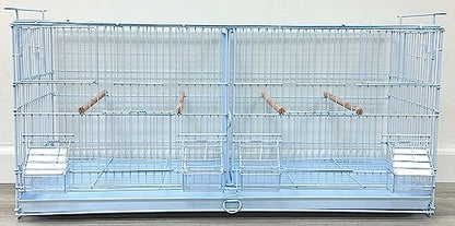 LOT of Large White Stackable Breeder Bird Flight Cage with Removable Center Divider and Breeding Nest Box Doors (White, 30"x11"x15"H Lot of 4)
