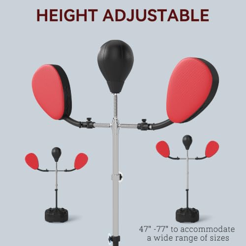 Soozier 3-in-1 Boxing Bag with Stand Adjustable Height 2 Target Arms Black