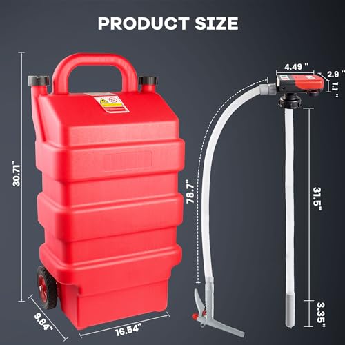 16 Gallon Fuel Caddy with 3.8 GPM Pump, 60L Portable Fuel Storage Caddy with Battery Powered Pump, Red - size: 16Gallon 3.8GPM