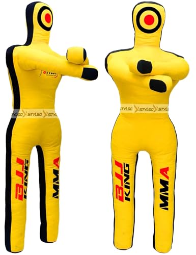 Unfilled Grappling Dummy – Adult Life Size Wrestling & BJJ Training Dummy, MMA Jiu Jitsu Judo Takedown & Throwing Practice, Heavy-Duty Triple-Stitched Canvas Submission Dummy - color: Yellow, size: 5ft / 60"