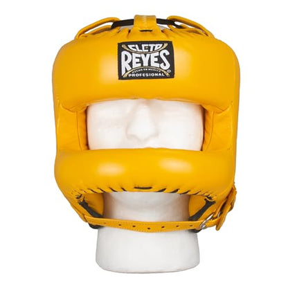 CLETO REYES Boxing Headgear with Face Bar for Men and Women, Protective Head Guard Face Saver, Sparring Fighting Sports - color: Yellow