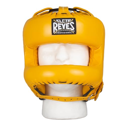 CLETO REYES Boxing Headgear with Face Bar for Men and Women, Protective Head Guard Face Saver, Sparring Fighting Sports - color: Yellow