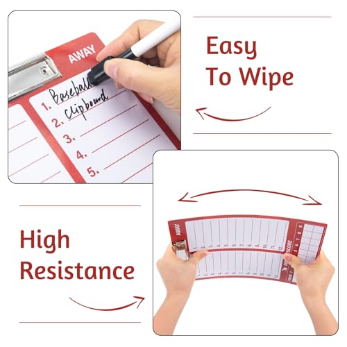 WISYOK Dry Erase Baseball Clipboard, Double Sided, Red | Marker, Lineup Board for Coaches, Management, Practice Planning, Game Strategy, Team Meetings - style: Baseball Red