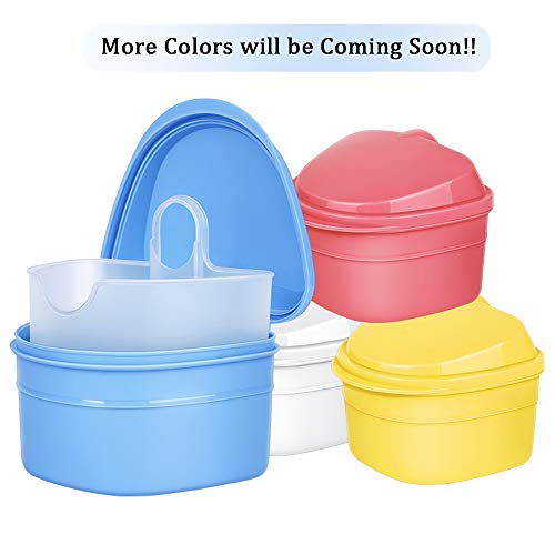 Denture Bath Box Cup Container Case, Complete Clean Care for Dentures, Clear Braces, False Teeth, Mouth Guard, Night Guard & Retainers,Traveling (Black & White) - color: Black & White