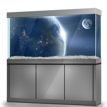 Aquarium Background Stickers - Earth, Moon, Stars, Space, Self-Adhesive Fish Tank Reptile Terrarium Decor Poster (60 x 40 cm / (23.6 x 15.7 inches)) - size: 60 x 40 cm / (23.6 x 15.7 inches)