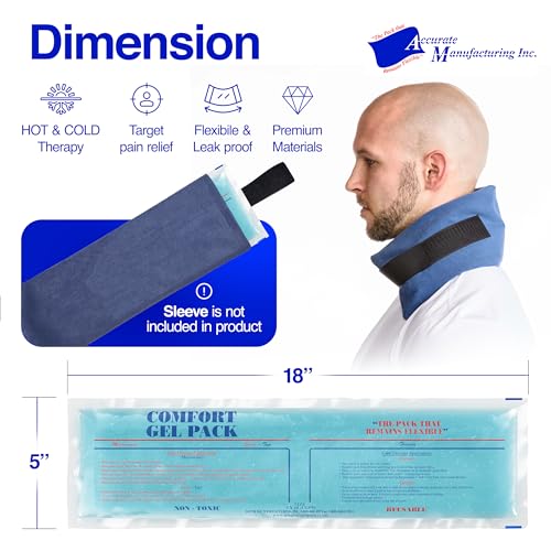 Flexible Reusable Gel Packs for Neck, Wrist, Arm, Back and Shoulder Pain Relief - Versatile Hot or Cold Gel Packs for Injuries, Sore Muscles or Toothache Pain Relief, Blue, 5" x 18", 1 Pack - size: 5"x18"-1 Pack