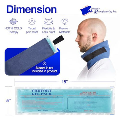 Flexible Reusable Gel Packs for Neck, Wrist, Arm, Back and Shoulder Pain Relief - Versatile Hot or Cold Gel Packs for Injuries, Sore Muscles or Toothache Pain Relief, Blue, 5" x 18", 1 Pack - size: 5"x18"-1 Pack