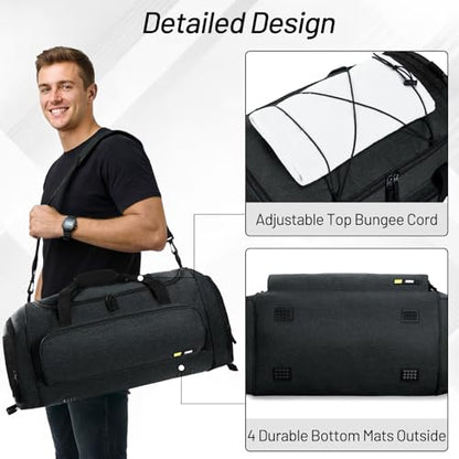 MIER Large Gym Bag for Men 60L Duffel Bag with Shoe Compartment - color: Dark Gray