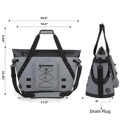 Insulated Fish Cooler Kill Bag with Flat Bottom-26x18 31x14 40x16 50x18 60x20 70x25 Inches Waterproof Fishing tackle Kill Cooler Bag - color: Dark Grey-26x18x9