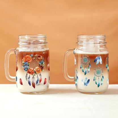 UV DTF Cup Wraps Transfer Stickers Dreamcatcher with Animal Pattern, 10 Sheets Waterproof Custom Vinyl Transfer Sticker 16oz Coffee Glass Cup Tumbler Bottle Mug Decals for Men Women - style: Dreamcatcher with Animal