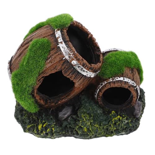 Fish Tank Barrel Decor Realistic Resin Aquarium Hiding House for Betta and Freshwater Shrimp Easy Installation Landscaping Decoration for Aquatic Environments