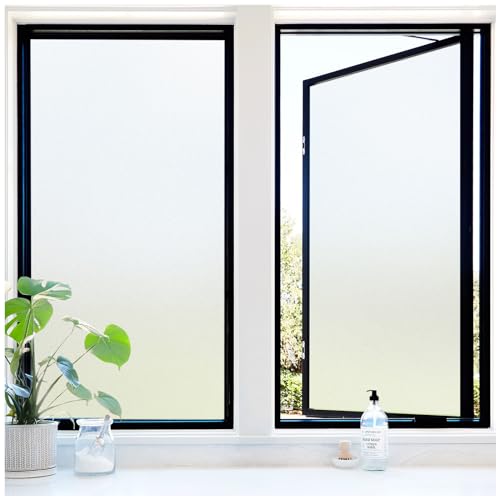 rabbitgoo Window Privacy Film, Frosted Glass Window Clings, Removable Static Cling Frosting, Anti-UV Glass Door Covering, Opaque Sticker for Home, Pure, 35.4" X 118.1" - color: Matte Pure, size: 35.4" X 118.1"