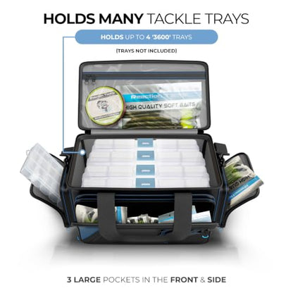 Reaction Tackle Saltwater Fishing Tackle Bags, Water Resistant 1000D PVC Tackle Box Bag with Removable Dividers, Fits 3600 and 3700 Trays, Small - size: Small Bag