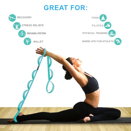 A AZURELIFE Premium Durable Stretch Straps with Loops, Stretching Strap for Physical Therapy, Multi-Loop Yoga Strap Fitness Exercise Strap for Yoga, Pilates, Dance, Flexibility&Exercise - color: #1-Green