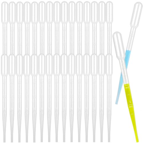 𝟭𝟬𝟬𝟬𝗣𝗰𝘀 𝟯𝗺𝗹 Dropper Pipettes- Plastic Transfer Pipette for Lab Science, Essential Oil, DIY Art, Medicine - Excellent Suction Without Leakage