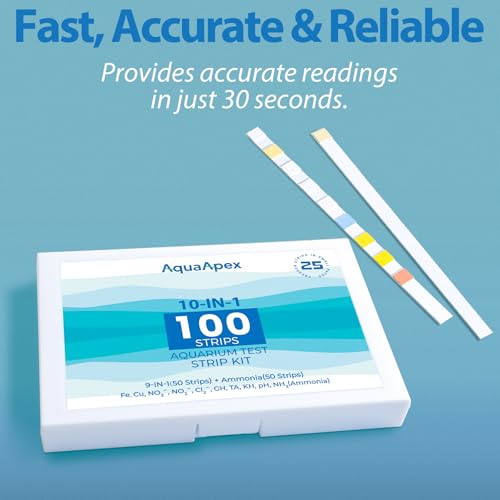 10-in-1 Ammonia Test Kit Aquarium (100 Strips): 50 Multi-Test + 50 Ammonia | Aquarium Test Strips for Freshwater & Saltwater. for Fish Tanks, Aquariums & Pond Water Test kit. Test Nitrate, pH & More - size: 10-1 100 Strips